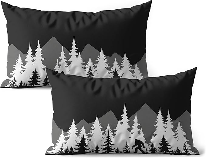 GTYNU Funny Bigfoot Sasquatch Forest Throw Pillow Covers 12x20 Set of 2,Camper Decor Pillowcase,Camping Camper Bigfoot Gif...