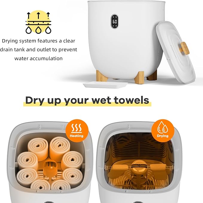 Senfot Towel Warmer Bucket, 20 L Towel Dryer Heater Blanket Warmer with Heating & Drying Modes, Led Display, Timer & Auto Shut Off, Compact for Bathrooms, Spas, Apartments