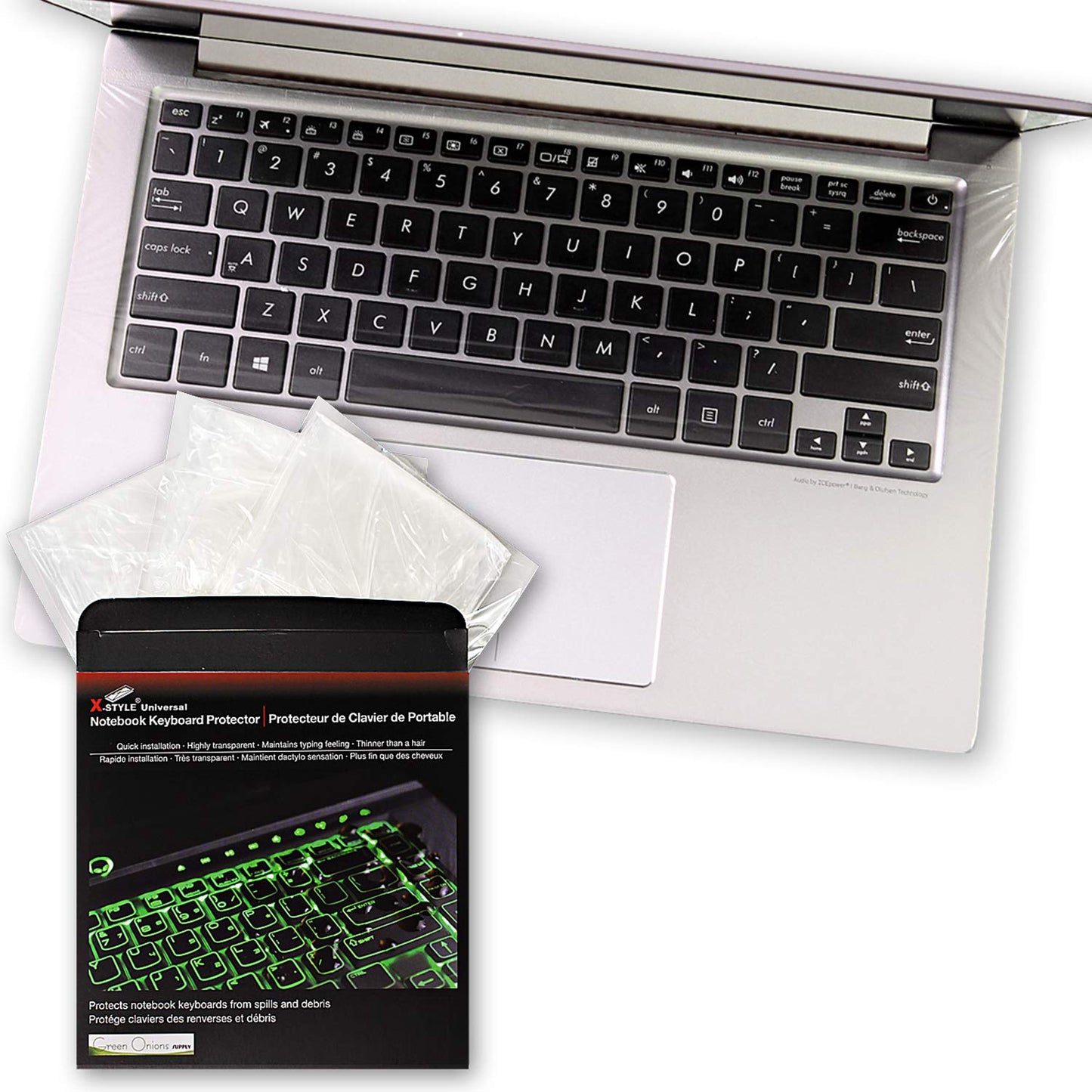 Universal Keyboard Cap [3-Pack] - Ultra Thin Keyboard Cover For Laptop Keyboards, Fits Most 13-17 Models - By Green Onions Suppl