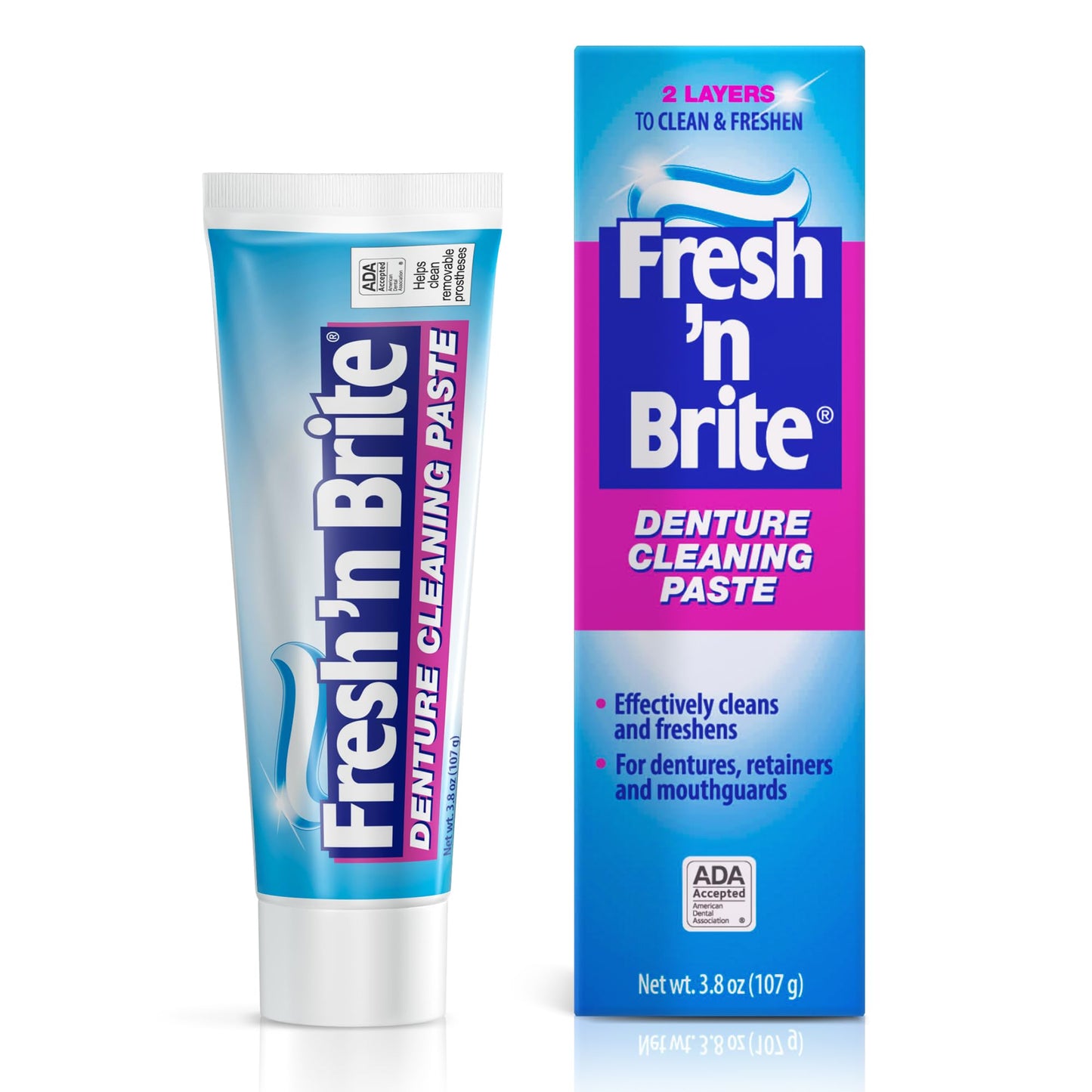 The Natural Dentist Fresh 'n Brite Denture Cleaner Paste—ADA Accepted Dual Action Formula for Fresh Breath & Gentle Care of Full & Partial Dentures, 1 Count