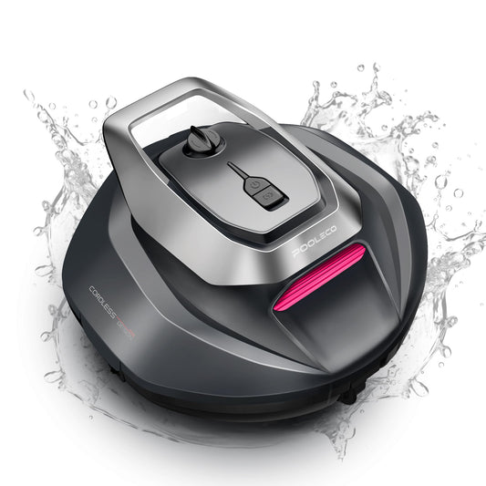 Pooleco Robotic Pool Cleaner, Pool Vacuum for Above & In-Ground Pool, Dual-Motor Suction, 90Mins Runtime Automatic Self-Parking, 2.5h Fast Charging, Up to 850 Sq.ft (Cherry Red)