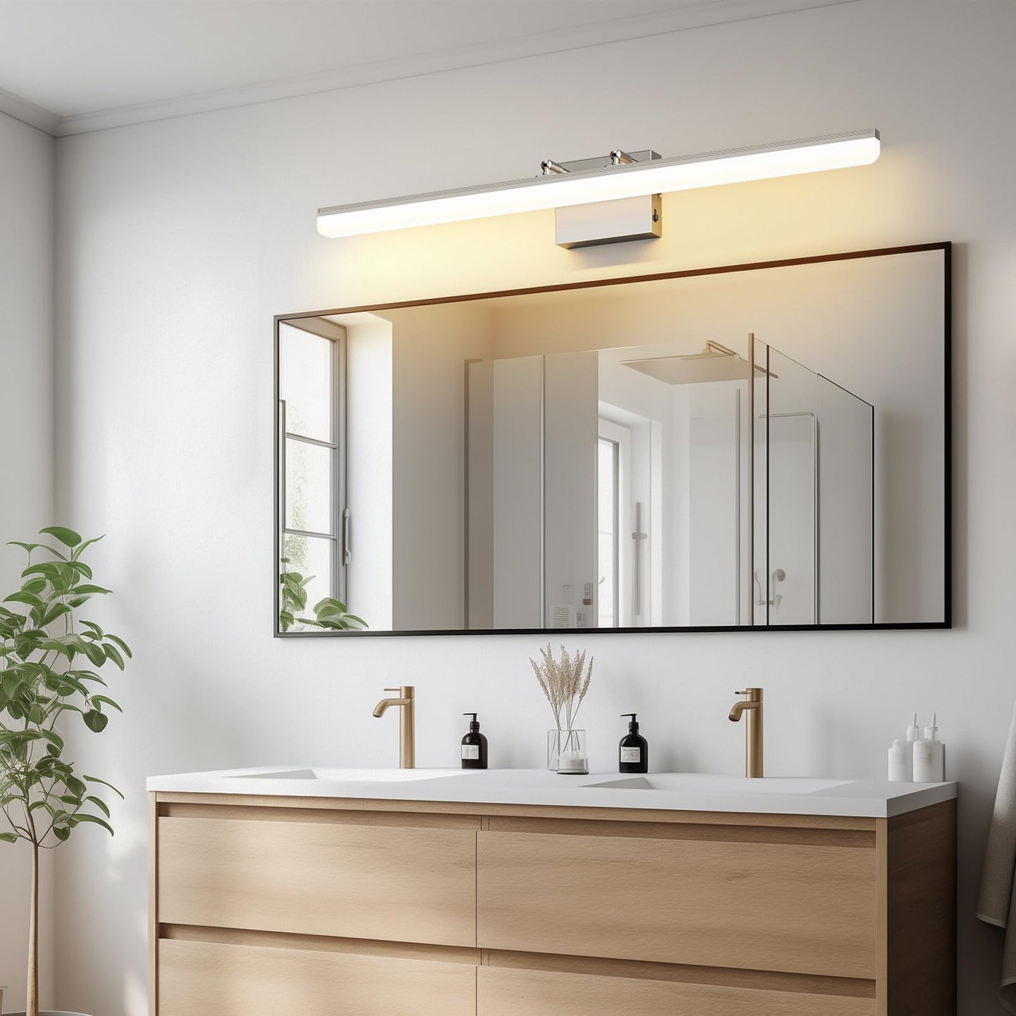 KELIDEN Brushed Nickel Vanity Light 31.5", 24W LED Dimmable Bathroom Light Bar with Adjustable Angle & 5CCT – Modern Long Wall Fixture for Bathroom, Powder Room, Bedroom, Apartment, Hotel