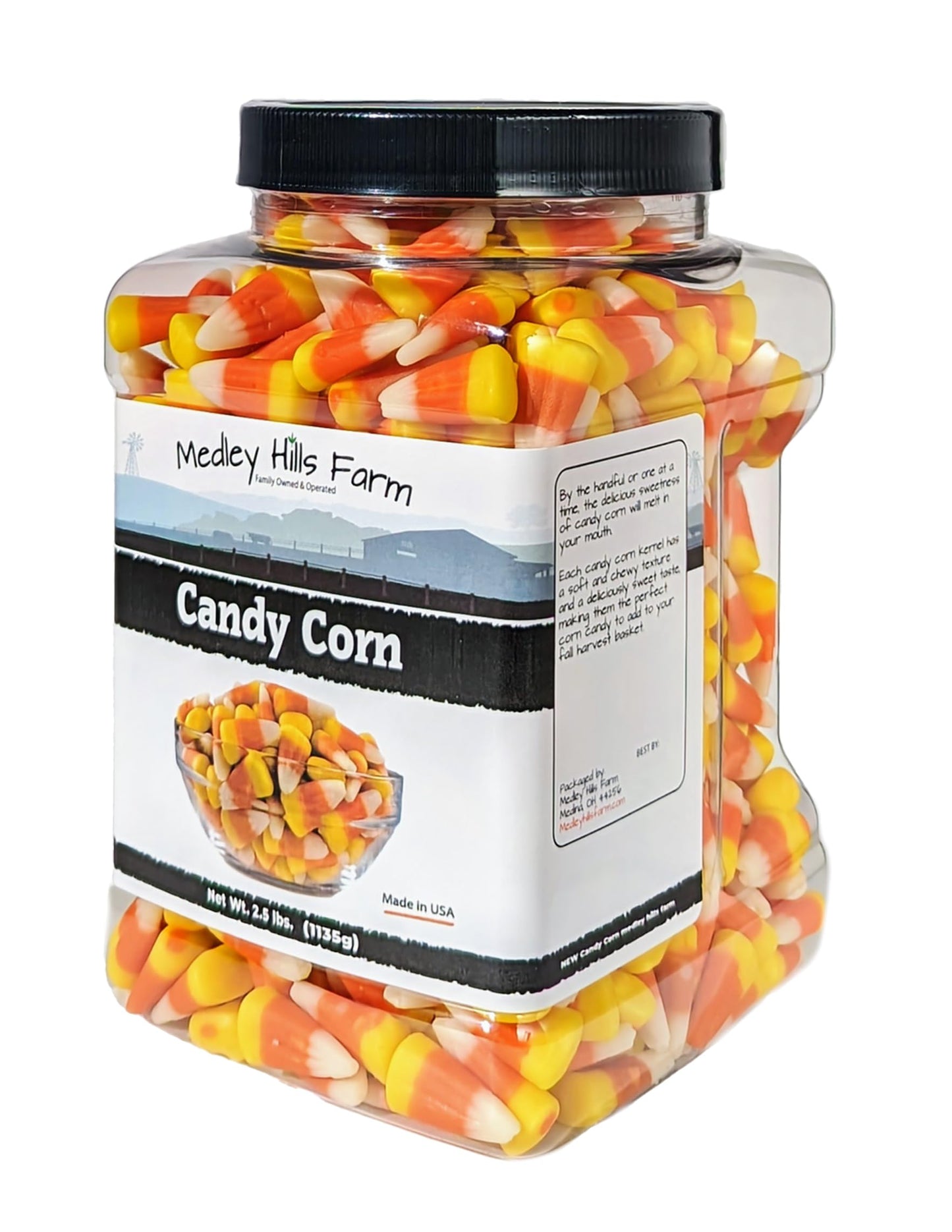 Candy Corn by Medley hills farm 2.5 Lbs. in Reusable Container - Old Fashioned Candy corn classic - bulk candy corn