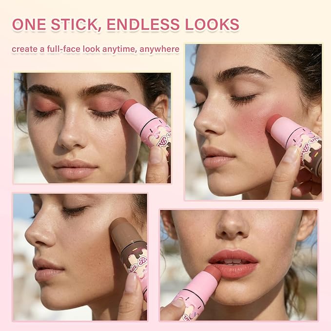 UCANBE Skin Breath Blush & Bronzer Multiuse Stick, 2-in-1 Creamy Face Cheeks Contour Makeup Stick for Natural Radiant Finish Look, Vegan & Cruelty-Free, Travel-Friendly (03 Peach Juice)