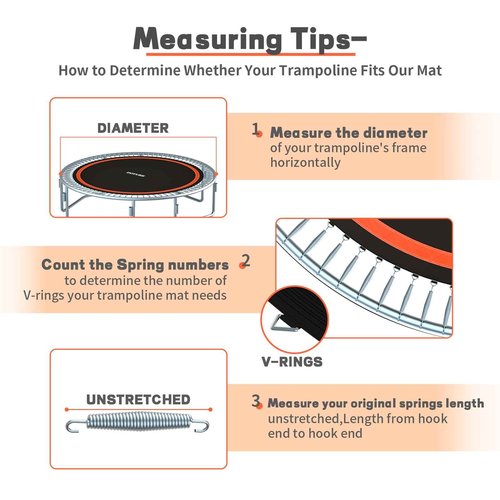 DOYUEE 15FT Trampoline Mat Replacement-13.26ft Diameter Mat with 96 Rings- Fits 7.0" Springs,Spring & Frame not Included (96 Rings & (159.3" | 13.26ft) Dia-Fits 7.0" Springs, Fits 15FT Trampoline)