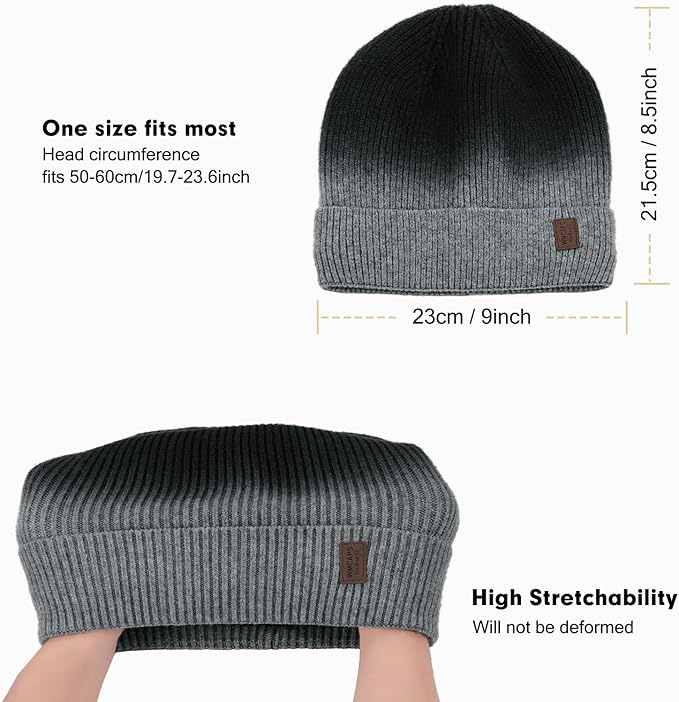 Wmcaps Winter Beanie for Men Women, Fleece Lined Beanie Soft Warm Knit Hat Ski Stocking Cuffed Cap
