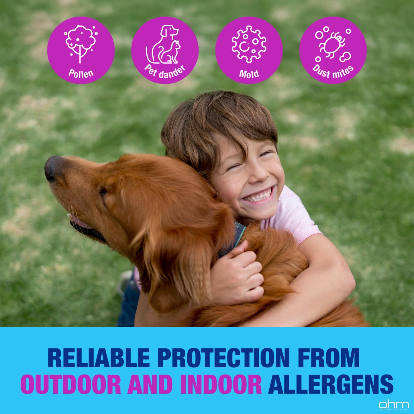 Ohm Children's Allergy Medicine, Loratadine 5mg, Chewable Tablets (60 Count) Grape Flavor, Non-Drowsy Antihistamine, 24-Hour Allergy Relief for Runny Nose, Watery Eyes, Itchy Throat & Nose