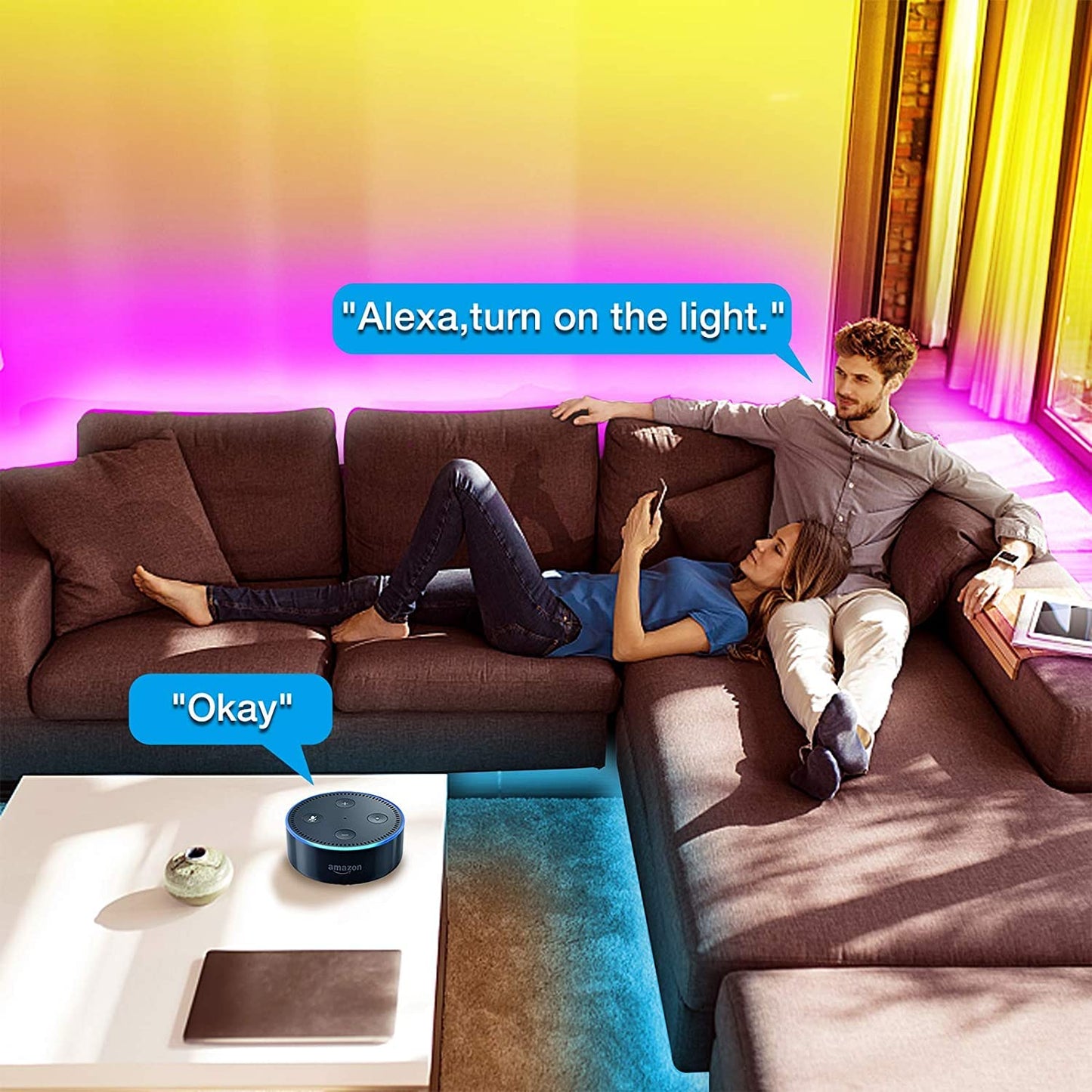 DAYBETTER Smart WiFi Led Lights for Bedroom 150 ft, Tuya App Controlled Led Strip Lights, Compatible with Alexa and Google Assistant, Color Changing Led Light Strip with Remote for Room Party Kitchen