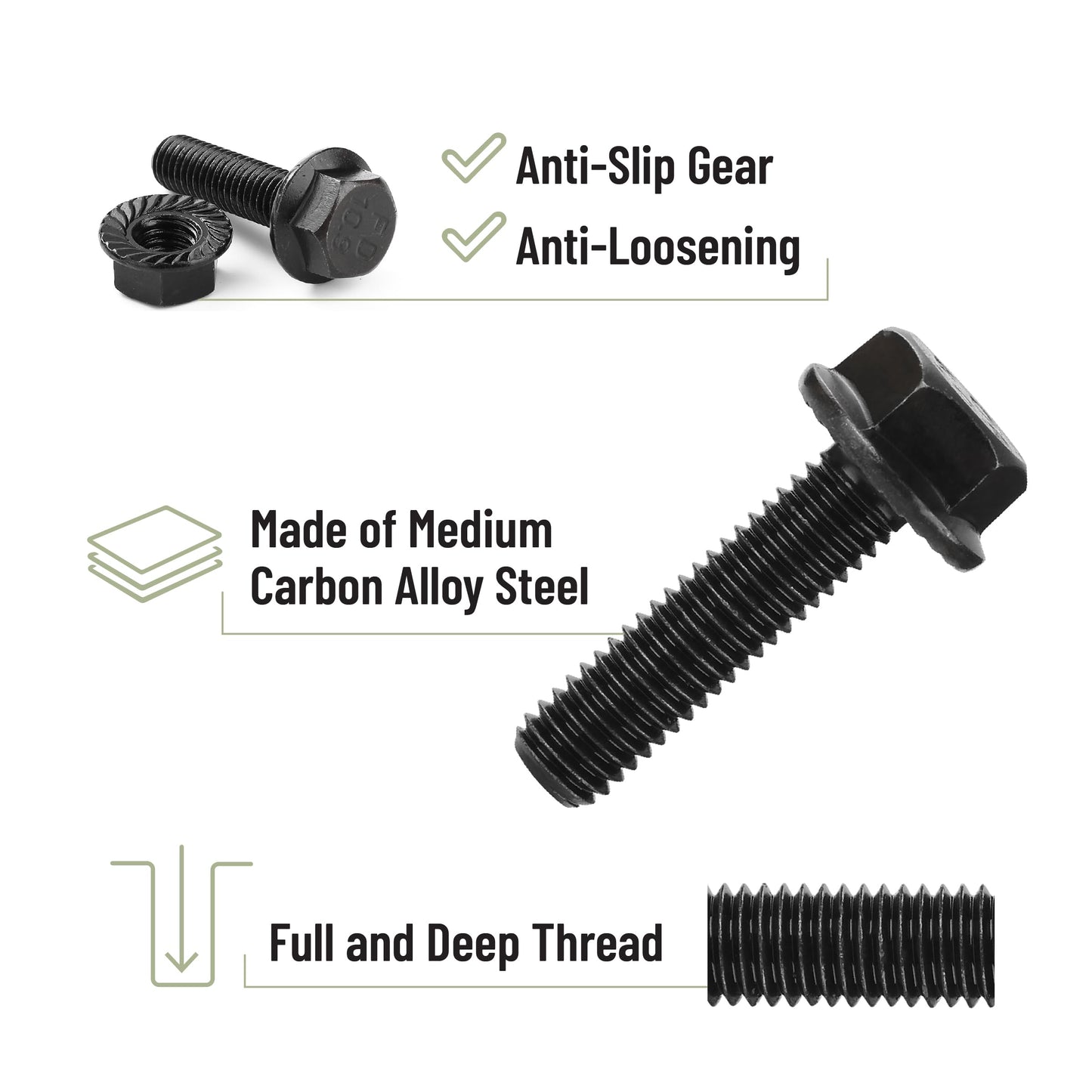 Mr. Pen- Nuts and Bolts Assortment Kit, 272 pcs, Black Carbon Steel, Grade 10.9, M6, M8, M10(12mm to 30mm), Flange Hex Head Metric Assorted Nuts and Bolts