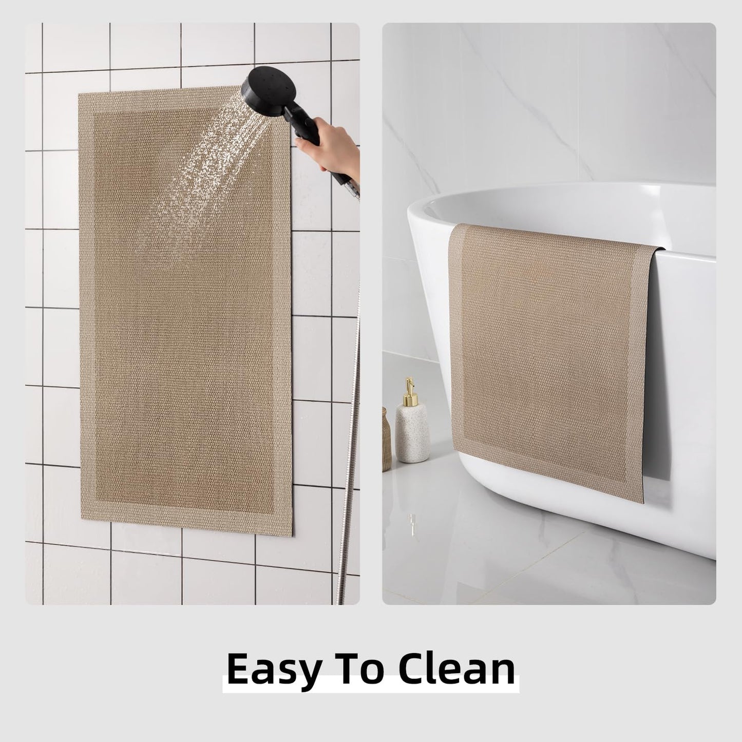 YIHOUSE Ultra Thin Jute Print Bath Mat -24"x 16" Super Absorbent Quick Dry Thin Bathroom Rugs Fit Under Door, Non Slip Rubber Backed Mat Washable Bathroom Floor Mats for Shower Room,Sink