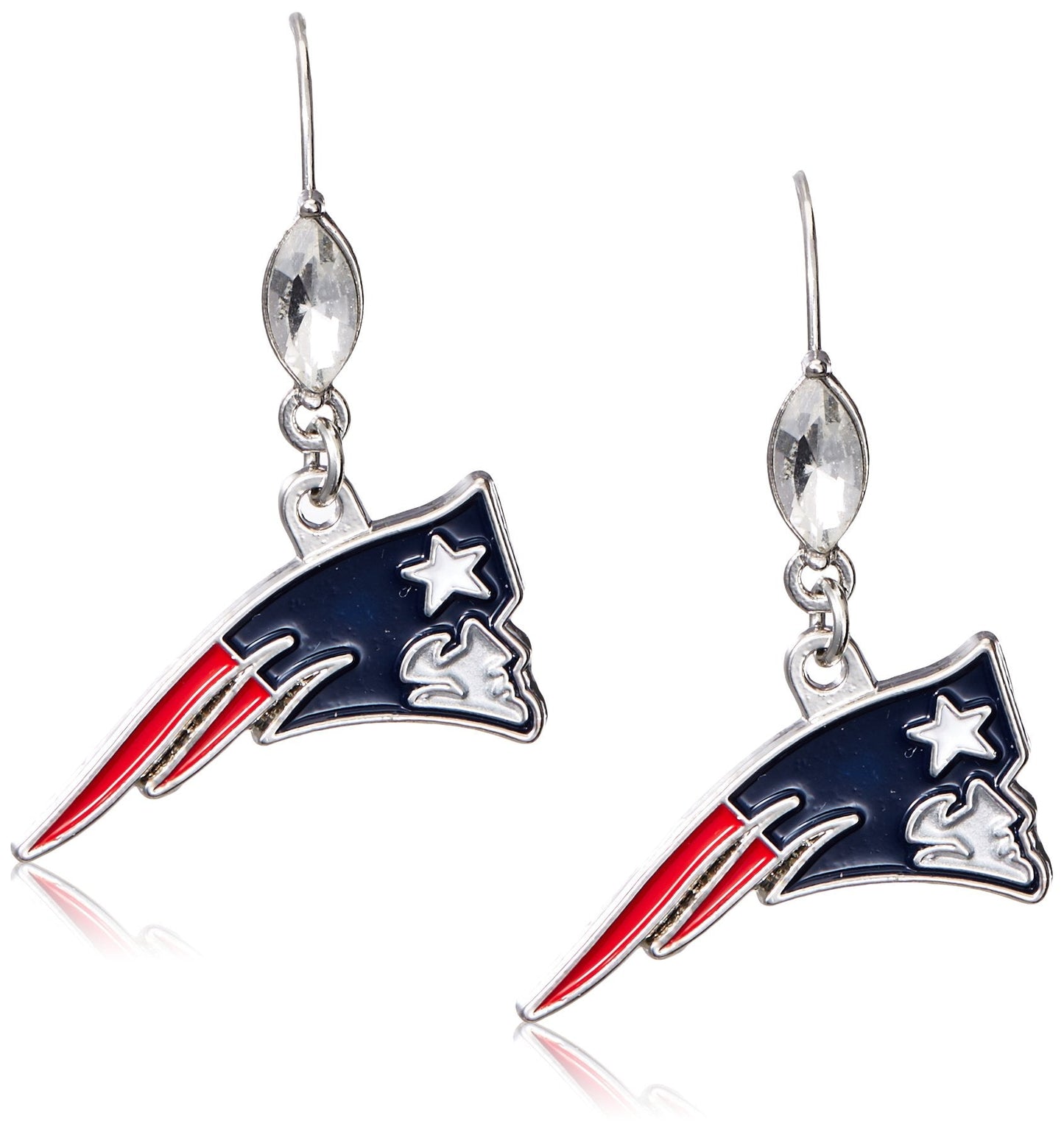 NFL Siskiyou Sports Womens New England Patriots Crystal Dangle Earrings One Size Team Color
