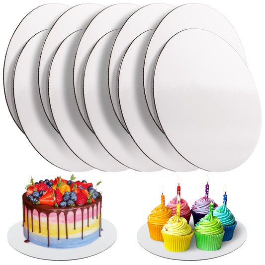 10 Pcs Cake Boards, White Cake Boards 10 inch Round, Food-Graded Cardboard Cake Rounds Cake Base, Waterproof and Oil-Proof for Cake DIY, Dessert and Crafts Display(White)