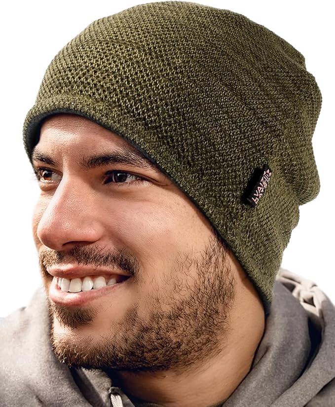 Lvaiz Mens Winter Beanie Hat Warm Fleece Lined Skull Cap for Men Reversible Women Windproof Watch Hat Knit Warm Unisex Beanie