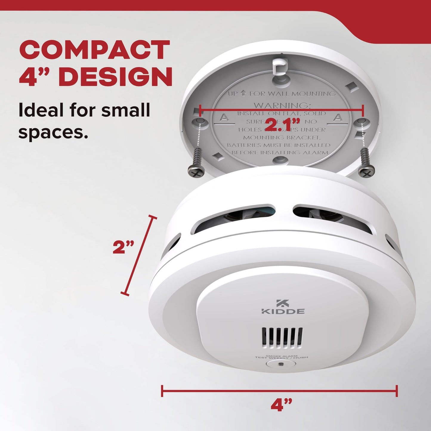 Kidde Smoke Detector, 4-Inch Compact, AA Battery Powered, 10SDR