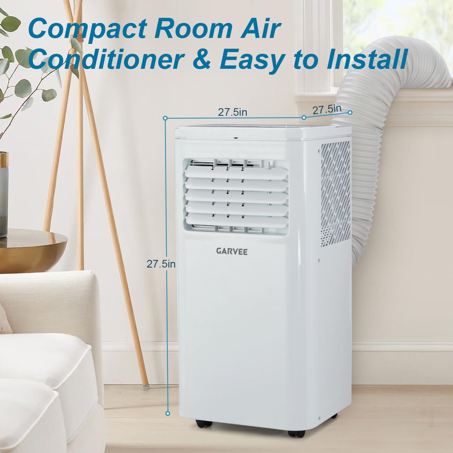 Garvee 10000BTU Portable Air Conditioner 3 in 1, Quiet AC Unit with Fan & Dehumidifier Up to 450 sq.ft, Dehumidifier & Fan, LED Display, Remote, Window Kit, for Bedroom/Office/Dorms/Apartment
