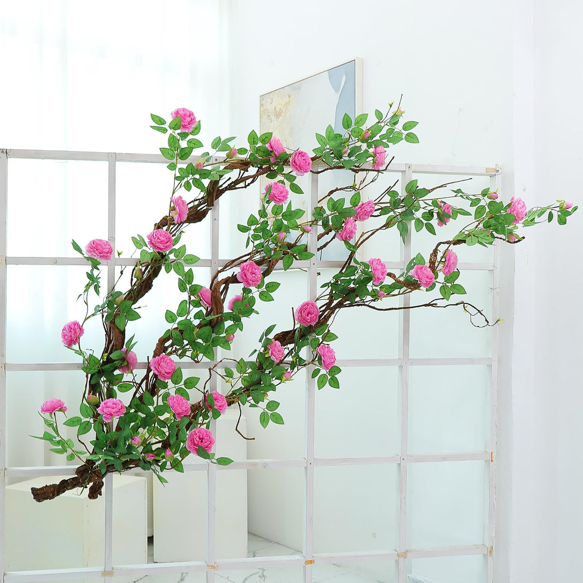 CONGZHANHH 1Pcs 63in Wall Hanging Artificial Plants Tree Trunk Fake Cherry Tree Branches Rattan Liana Cane Vine for Wedding Outdoor Garden Home Living Room Christmas Decoration