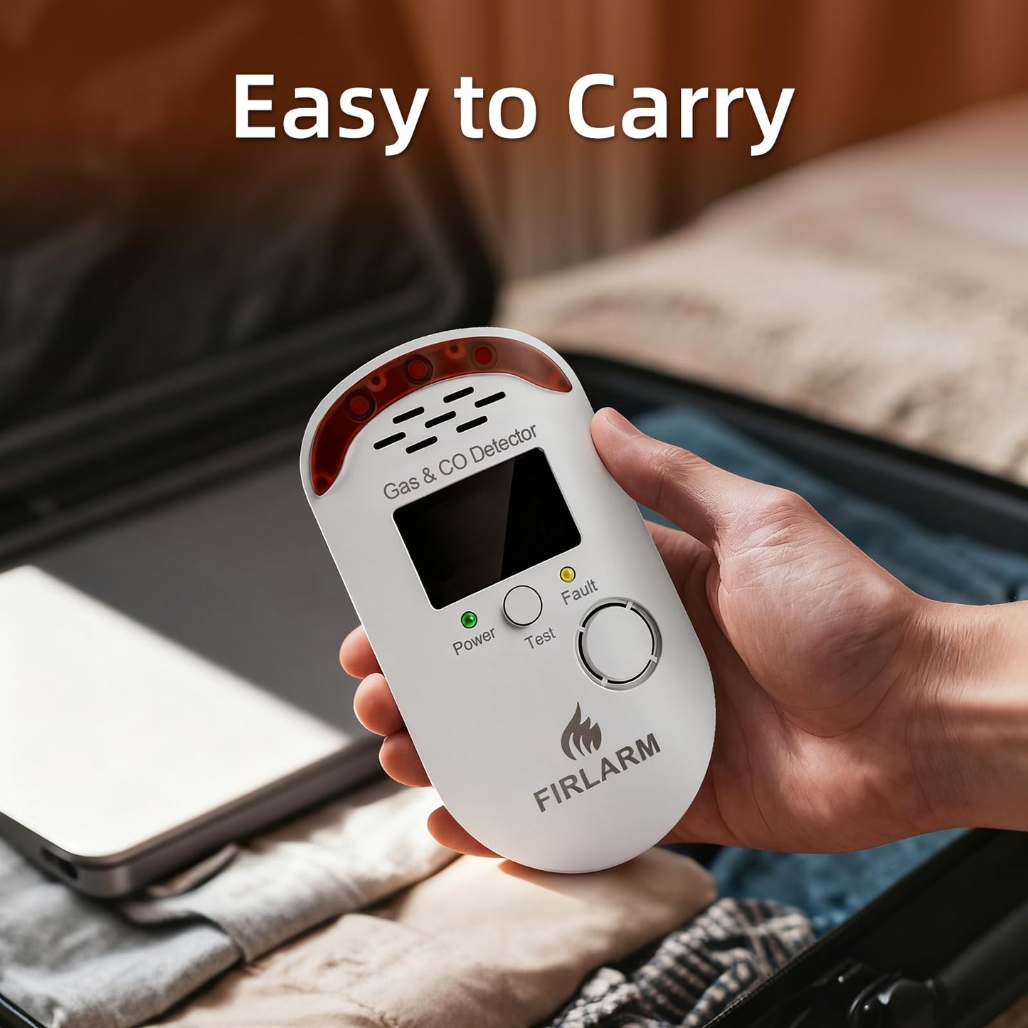 Firlarm Gas and Carbon Monoxide Detector Plug-in, Portable 2-in-1 Natural Gas Leak Alarm & CO Detector with LED Digital Display, Loud 85dB Alert for Home, Kitchen, Garage, Apartment, and Travel Use