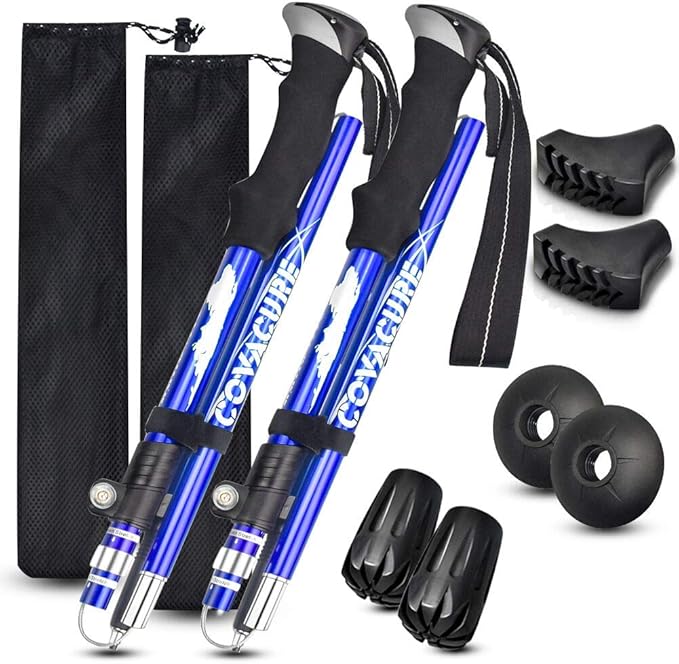 Covacure Trekking Poles Collapsible Hiking Poles - Aluminum Alloy 7075 Trekking Sticks with Quick Lock System, Telescopic,...