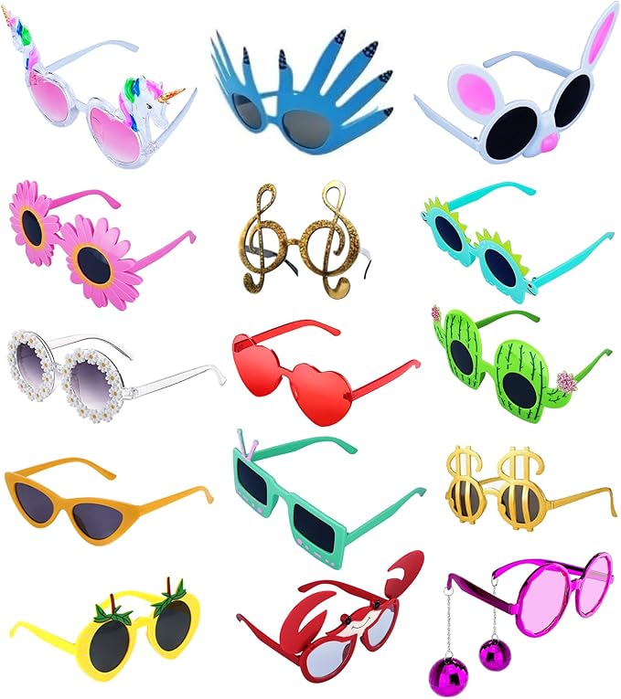 TD.IVES 12 Pack Funny Party Sunglasses, Novelty Fun Glasses, Cool Costume Masks for Adults, Party Supplies, Photo Booth Pr...