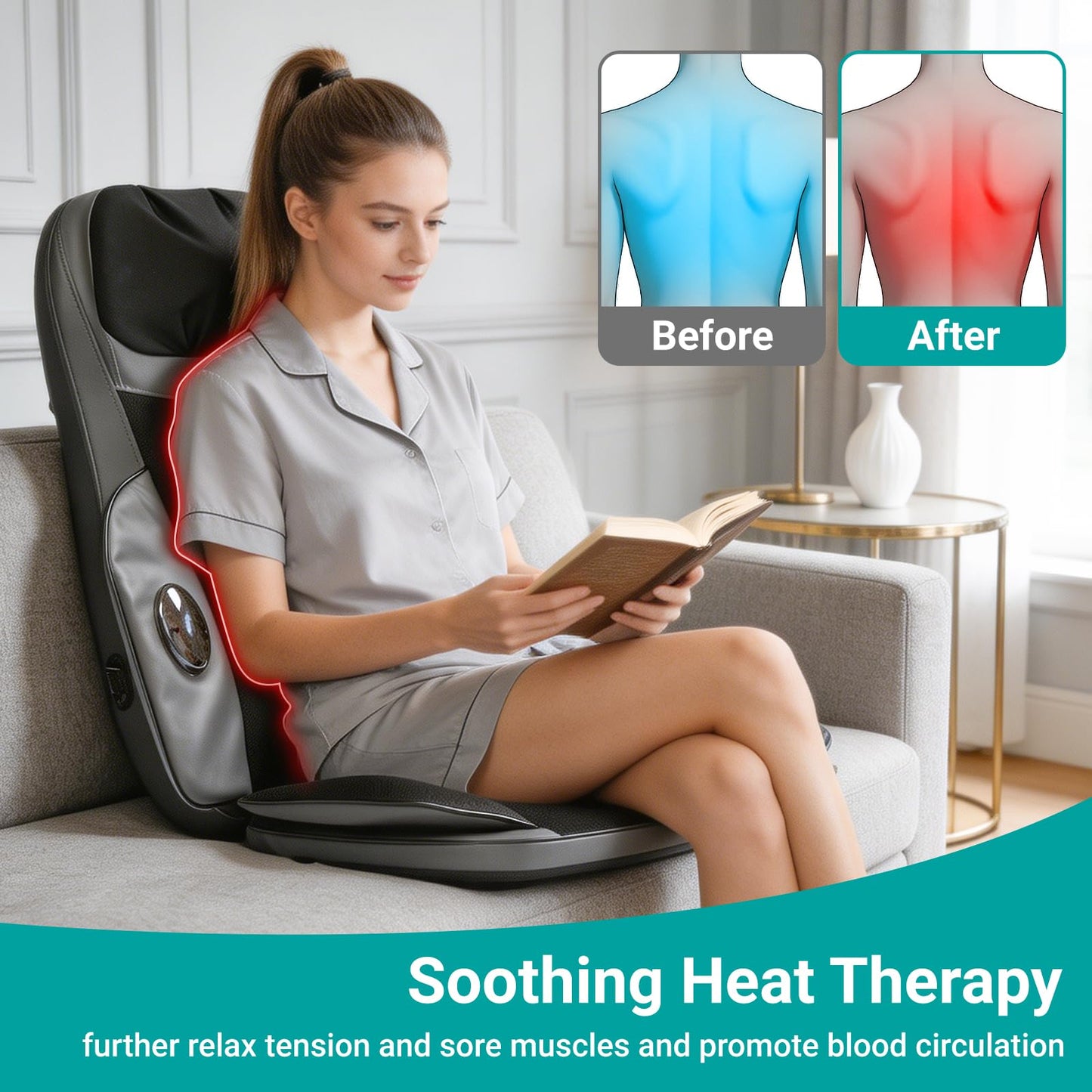 yayewanglae Shiatsu Neck & Back Massager with Heat. Massage Chair Pad.Office Chair Deep Kneading Massager with Multiple Rotating Shiatsu Nodes for Soothing Back & Neck Relief