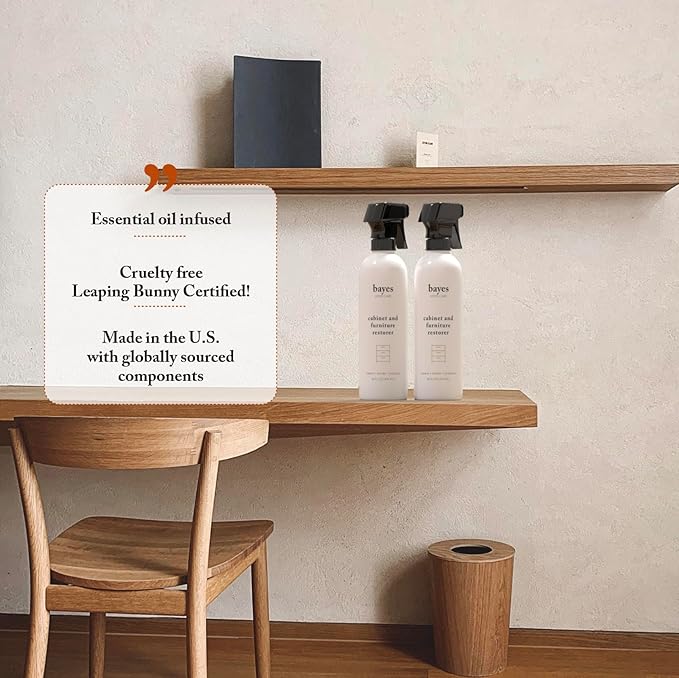 Bayes High-Performance Furniture, Cabinet Cleaner and Polish - Cleans, Conditions, and Preserves Fine Wood Furniture and Cabinetry - 16 oz