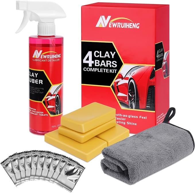 Newruiheng Car Clay Bars Auto Detailing and Clay Synthetic Lubricant Kit with 4 PCS Clay Bars, Clay bar Lubricant Tablets ...