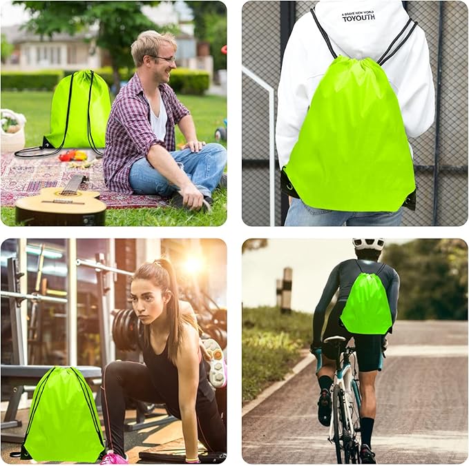 Drawstring Backpack Bulk 70Pcs String Backpack Drawstring Bags Cinch Bag Sackpack for Men Women Gym(Light Green)