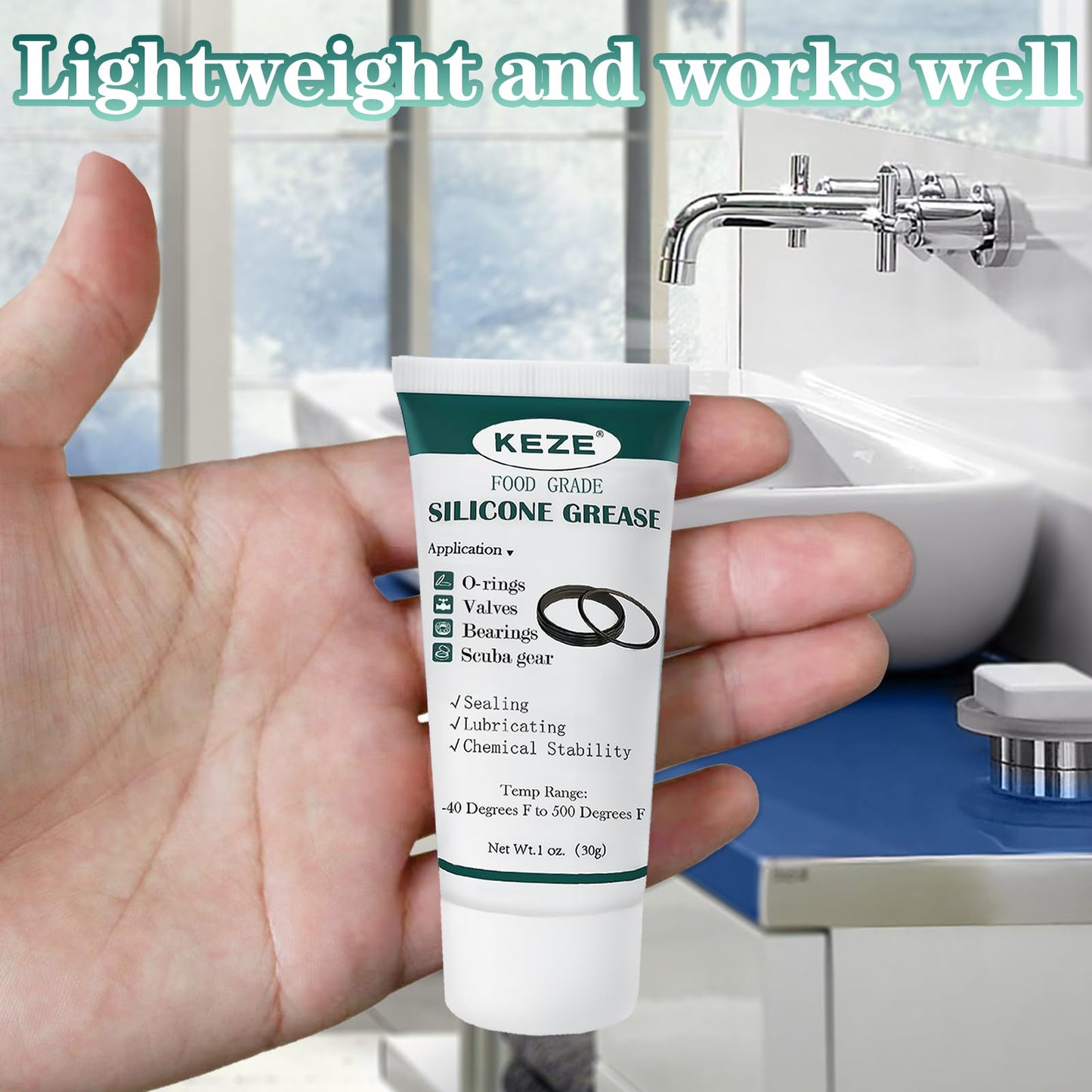 KEZE Silicone Grease Waterproof Food Grade Silicone Sealant Lubricant for Plumbers Valve Faucet O Rings 1 oz 3-Pack