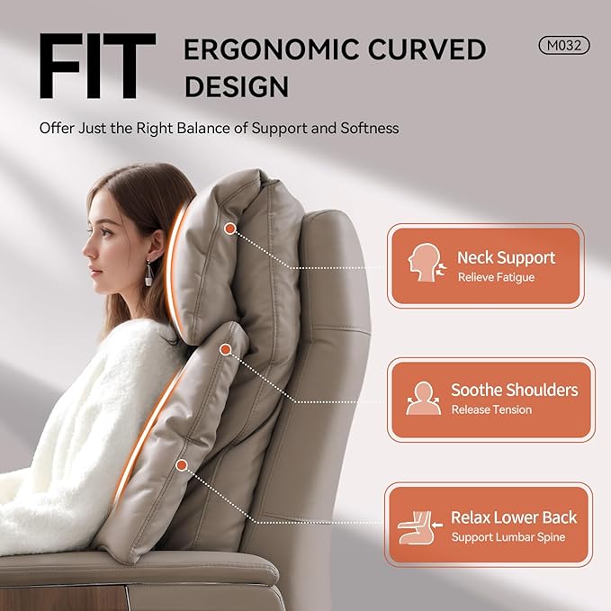 EMIAH Ergonomic Office Chair with Footrest Electric Reclining Executive Office Chair Big and Tall with Massage and Ventilation High Back Comfortable Swivel Desk Chair, Genuine Leather (Light Khaki)