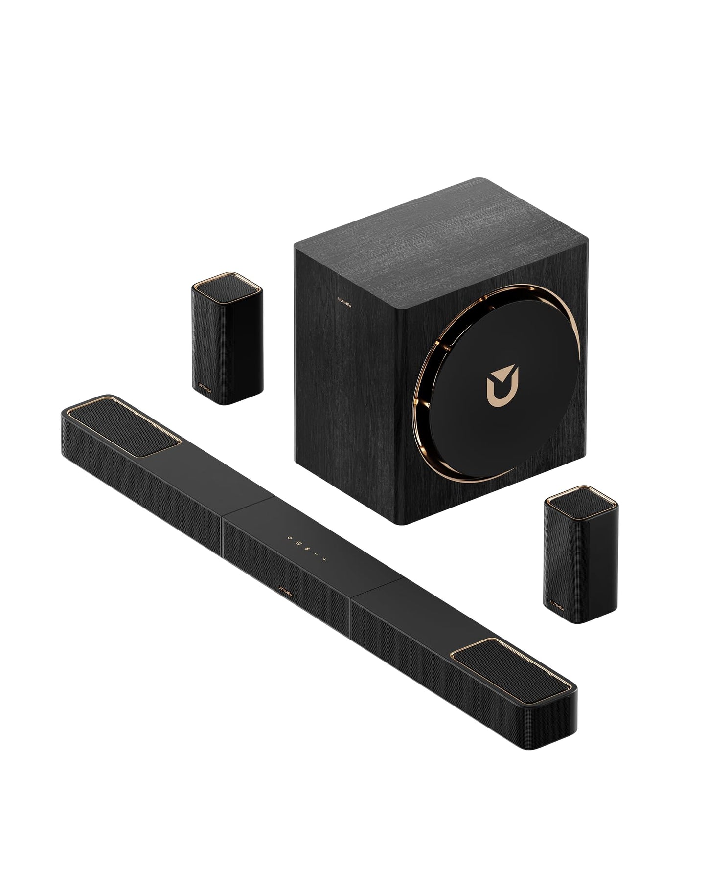 ULTIMEA 7.1.4ch Professional Wireless Sound Bar, 840W Surround Sound System for TV w/Dolby Atmos, 8" Wireless Subwoofer, 28Hz Low Frequency, GaN Amplifier, 4K HDR Pass-Through, Skywave X60