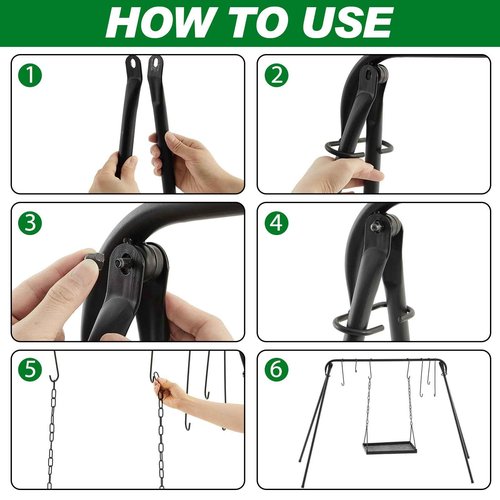 Rossesay Campfire Swing Grill Stand Adjustable Grill Cooking Stand Hanging Rack with 8 Hooks and Accessories Campfire Cooking Equipment for BBQ Picnic Outdoor Party(Normal Tray)