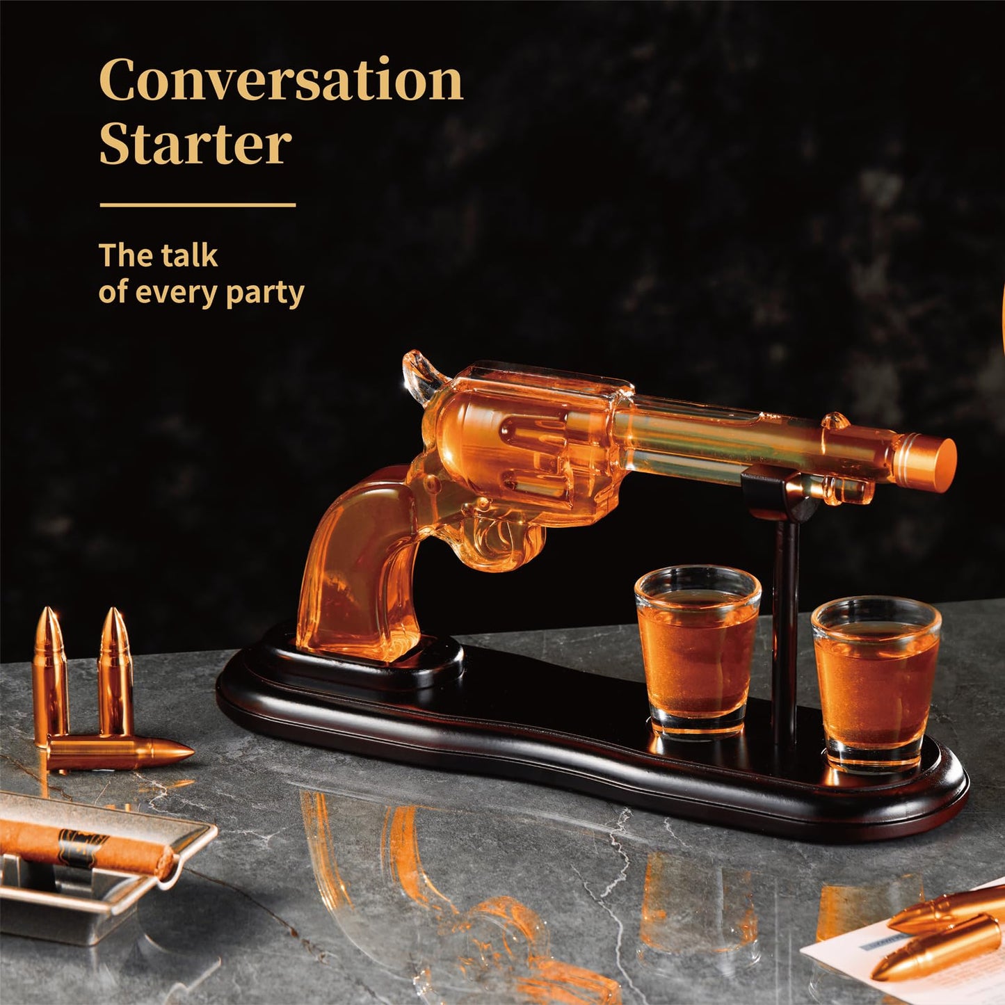 Gifts for Men Dad, Gun Whiskey Decanter Set with Shot Glasses, Unique Western Cowboy Style, Birthday Gift Ideas for Him, Liquor Decanter for Bourbon Alcohol Tequila, Liquor Dispenser Home Bar Drinking