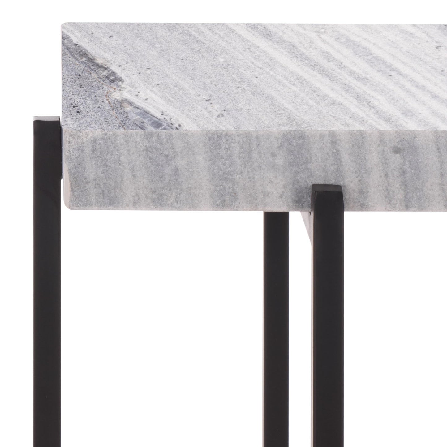 SAFAVIEH Home Collection - Aloha Side Table with Grey Marble Top & Black Iron Base, Modern Accent Table, Fully Assembled (ACC3748A)