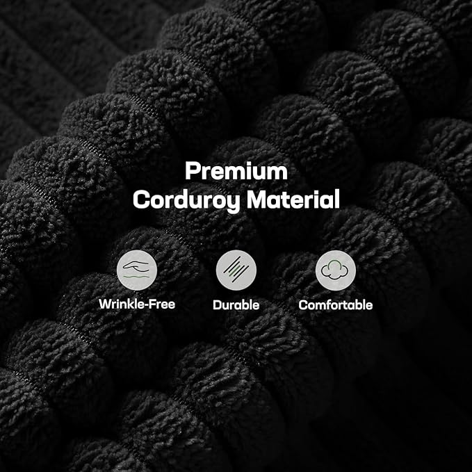 Marsail Futon Sofa Bed, 66” Futon Couch with Adjustable Backrest & Armrests, Convertible Small Sleeper Sofa Bed for Small Apartments, Study Room, Office, Corduroy Loveseat, Black
