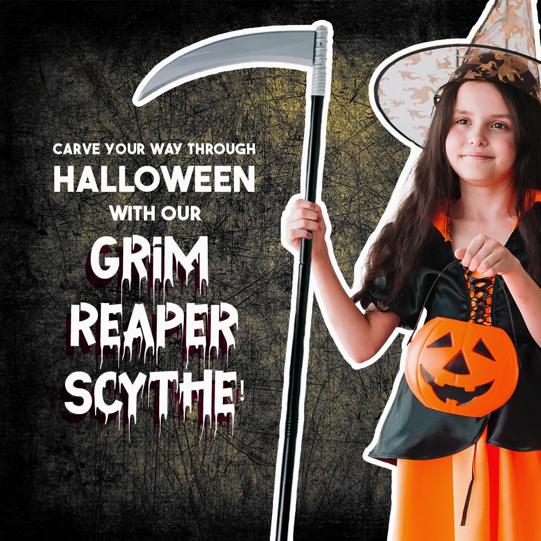 Kangaroo Grim Reaper Scythe Weapon – Prop for Halloween Parties – 40-inch Long Sickle for Kids and Adults – Halloween Weapons Grim Reaper Costume Scythe Prop – Plastic Scythe Toy