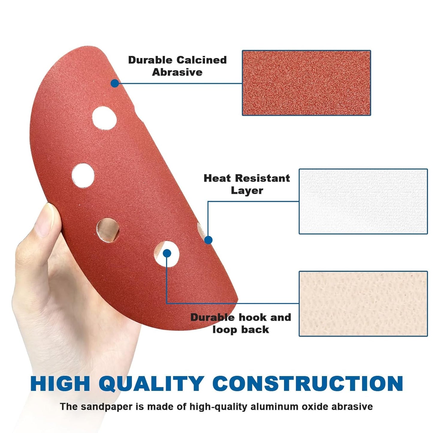 5 Inch 8 Hole Sanding Discs, 150 PCS 320 Grit Hook and Loop Sandpaper, Round Aluminum Oxide Sand Paper Discs for Random Orbital Sander