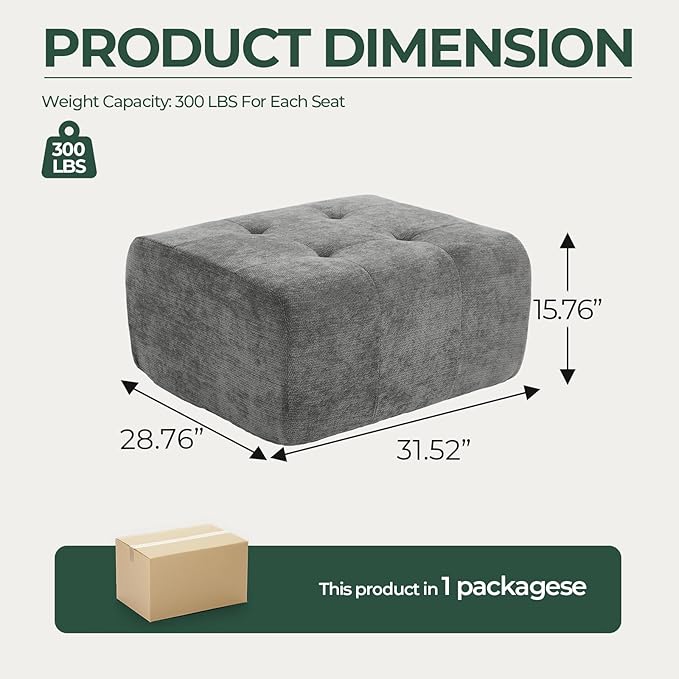 YAAREE 129.23”Modular Sectional Couch for Living Room, Modren L-Shape Cloud Sectional 4-Seater Sofa with 2 Movable Ottomans, Woven Texture Upholstery Boneless Couch, No Assembly, Grey