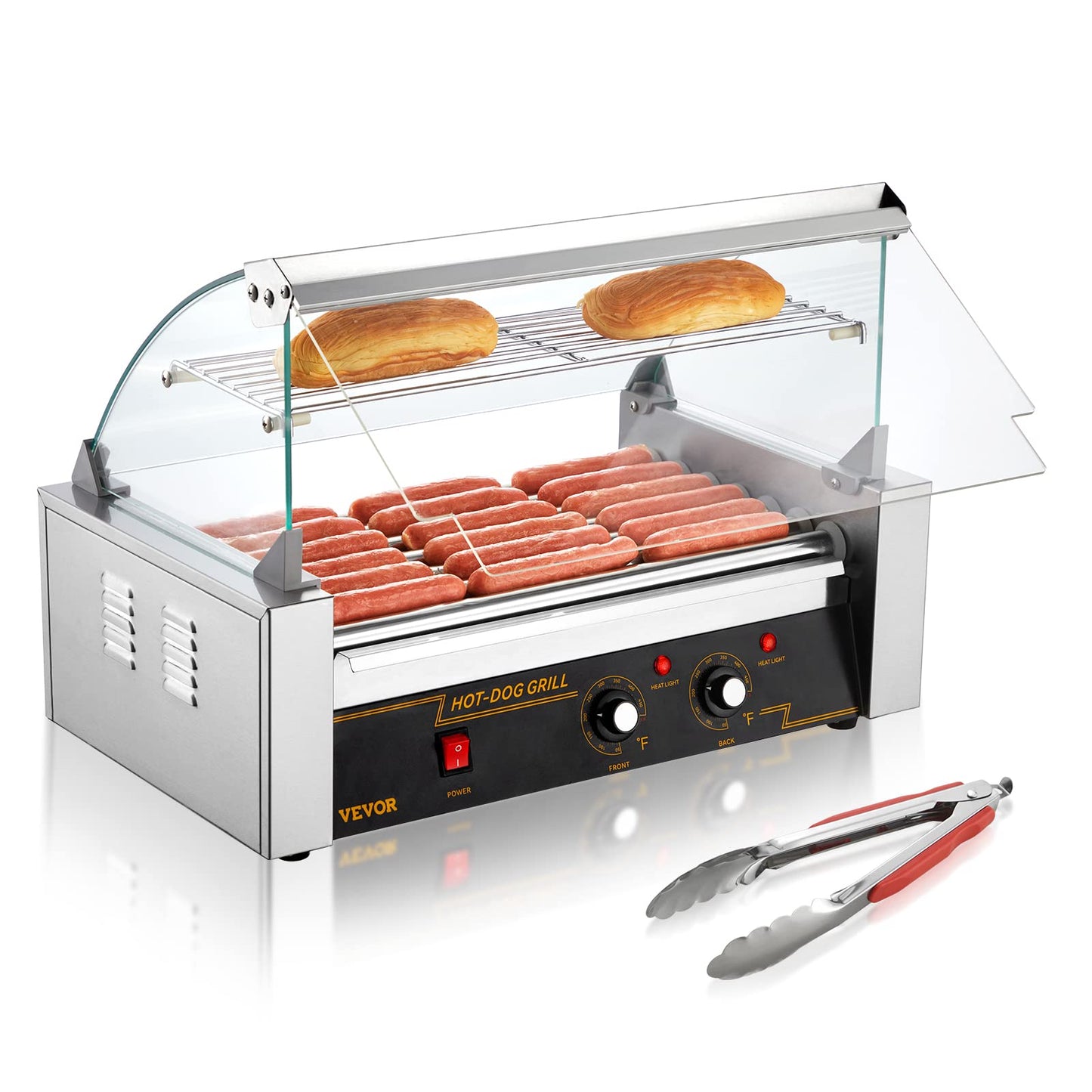 VEVOR Hot Dog Roller 7 Rollers 18 Hot Dogs Capacity 1050W Stainless Sausage Grill & Commercial Popcorn Machine, 8 Oz Kettle, 850 W Countertop Popcorn Maker for 48 Cups per Batch