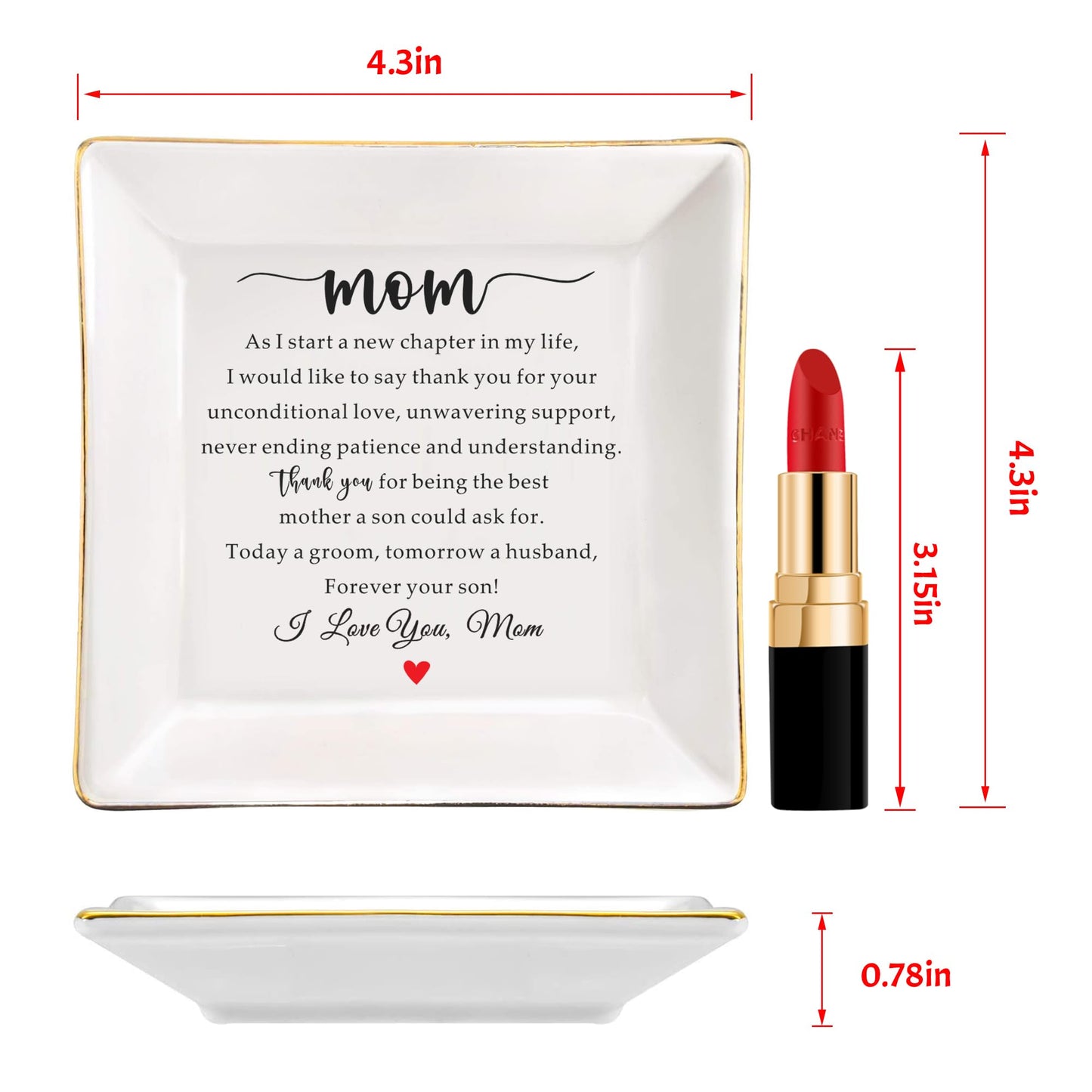 Mother of the Goom Gift from Son, Wedding Gift for Mother from Groom, Ceramic Trinket Dish Gift for Mom on the Wedding Day, Thank You Wedding Gift for Mother of Groom Jewelry Holder Organizer