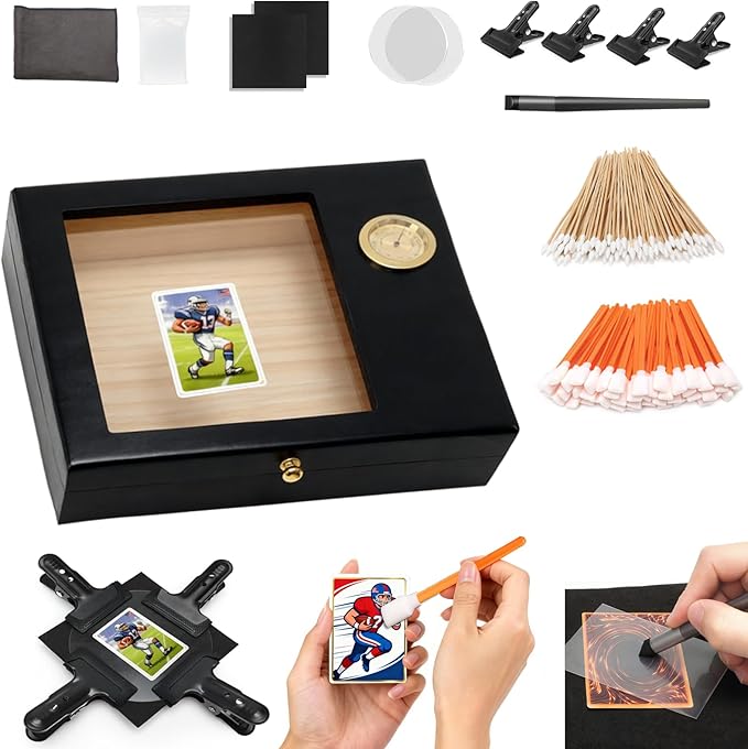 Fernlandia Sports Card Cleaning Kit, 211PCS Trading Card Cleaning Tools, Card Flattening Repair Kit to Erase Creases, Wrinkles, Stains