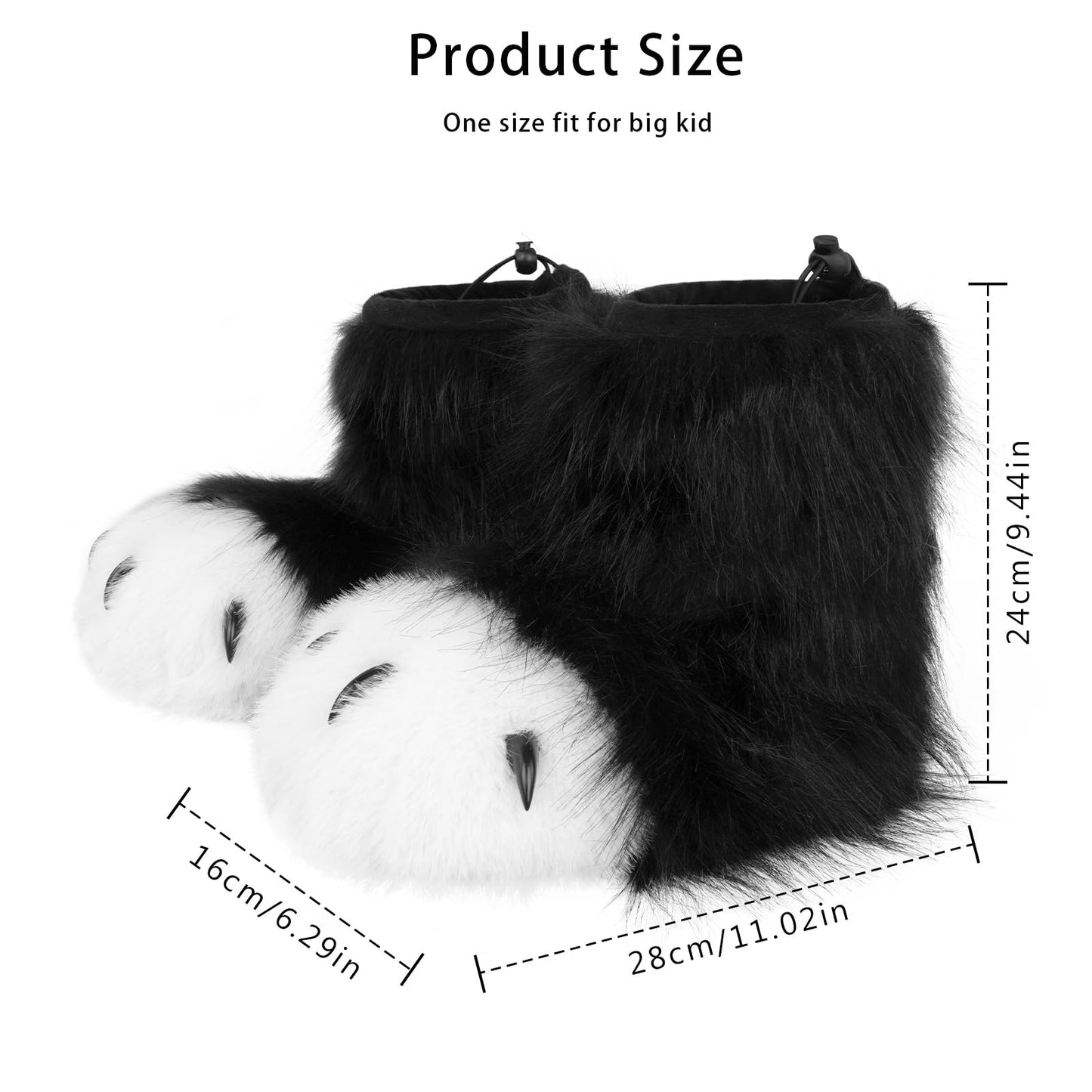 hbbhml Furry Faux Fur Shoes Animal Cat Fox Fursuit Feet Paw Slippers Plush Fluffy Warm Claw Boots Costume Accessories