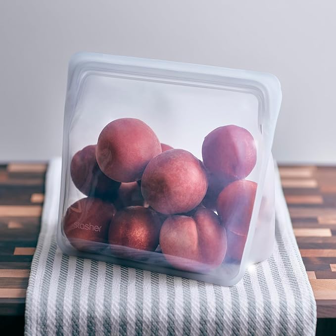 Stasher Silicone Reusable Food Storage Bag, Mega Stand-Up Silicone Large Bag, Reusable Freezer Bag, Microwave, Dishwasher, Oven Safe, Sous Vide, Eco Friendly, 104 oz, Clear