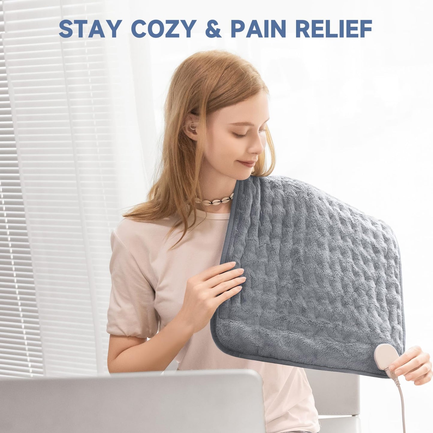 Heating Pad for Back, Abdomen, Legs and Shoulders, 33"x17" Extra Long Electric Heat Pad with 6 Temps & Auto Shut-Off, Moist/Dry Heat, Soft Flannel, Gift for Women & Men