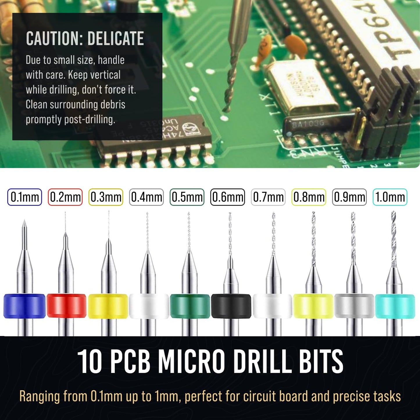 Micro Drill Bits Set with Pin Vise | Small Hand Drill - Pin Vise Hand Drill Manual, PCB Mini Bits for Resin Beads Polymer Clay | DYI Jewelry Making, set