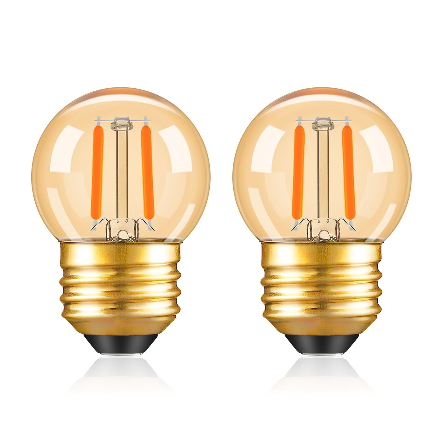 G40 LED Low Watt Light Bulbs Warm Glow E26 Amber 1W 10 Watt Light Bulb,Low Lumen Light Bulb Small Edison Short Decorative Dim Light Bulbs for Lamp,Bedroom,Warm White 2200K 100LM,Non Dimmable,2 PACK