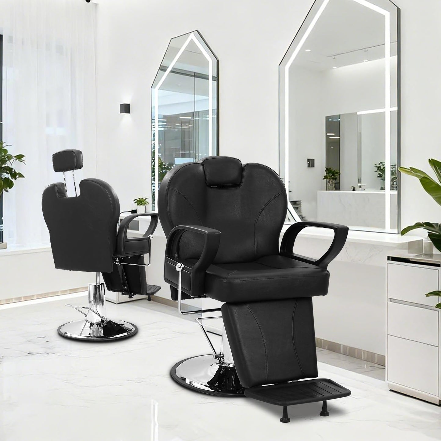 IDEALHOUSE Hair Salon Chair, Styling Reclining Barber Chair with Heavy Duty Hydraulic Pump, Adjustable Barber Chair Beauty Shampoo Barbering Chair for Hair Stylist Spa, Max Load Weight 330 Lbs