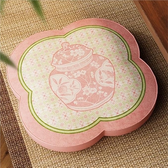 Modern Pouf Ottoman Foot Stool, Cozy Seating, Small Floor Stool, Low Stool for Couch, Round Floor Cushion for Living Room, Bedroom, Meditation(Pink)