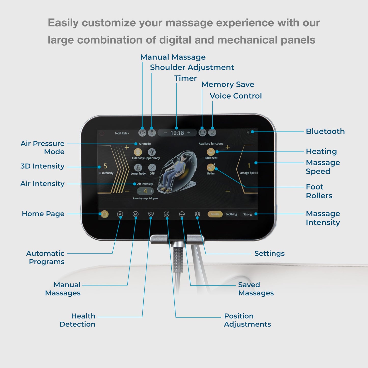 Titan eCabin 3D l by Osaki l Full Body Massage Chair l Intelligent Health Detection l Fatigue Recovery l SL Track l 2 Stage Zero Gravity Reclining l Bluetooth Speakers (Taupe)