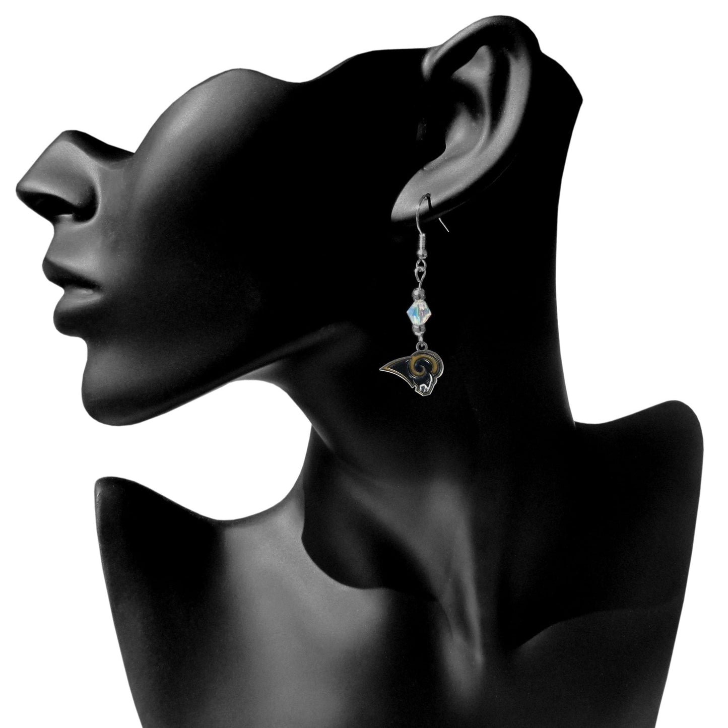NFL Siskiyou Sports Womens Los Angeles Rams Crystal Dangle Earrings One Size Team Color,white