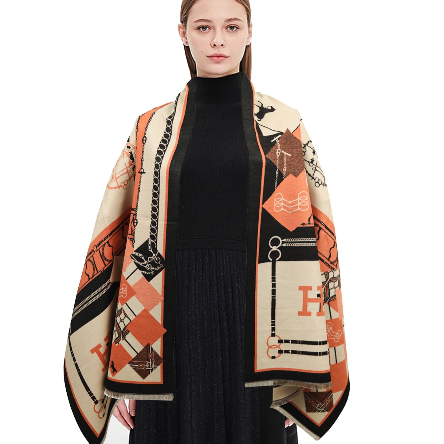 EXTREE Scarfs for Women Pashmina Silky Shawl Wrap for Evening Dressing Blanket Open Front Poncho Cape